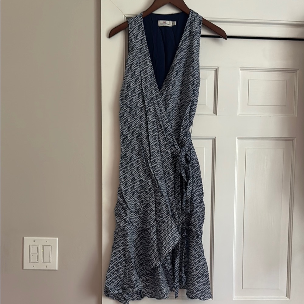 Vineyard Vines Silver Asymmetrical Wrap Sundress